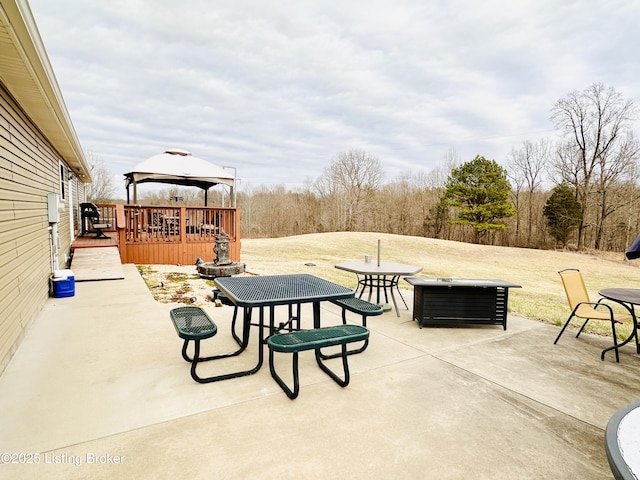 view of patio / terrace with a gazebo