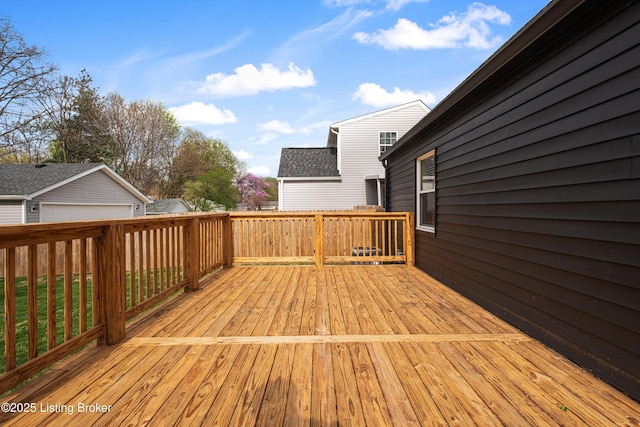 deck featuring an outdoor structure