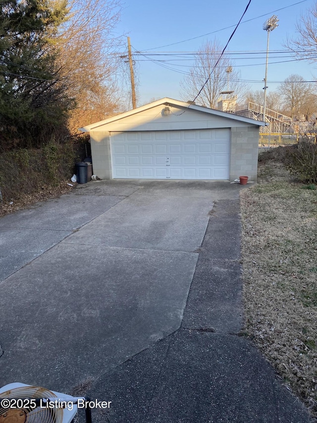 view of detached garage