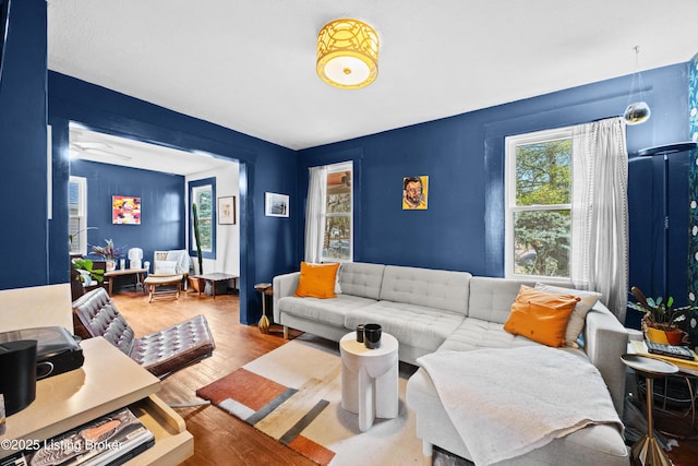 living area featuring wood finished floors