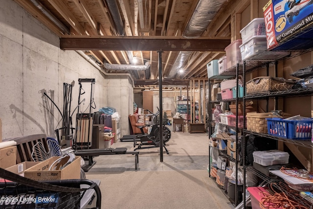 view of unfinished basement