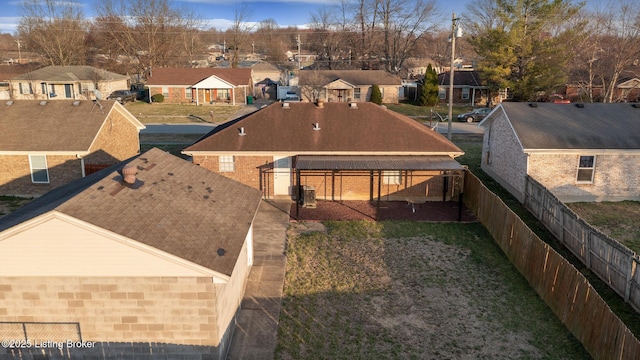 aerial view with a residential view