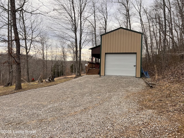 detached garage with driveway