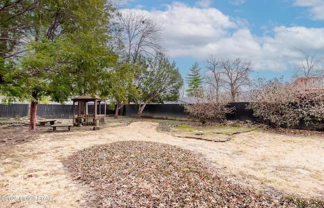 view of yard with a fenced backyard