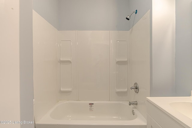 full bath featuring vanity and shower / bathtub combination