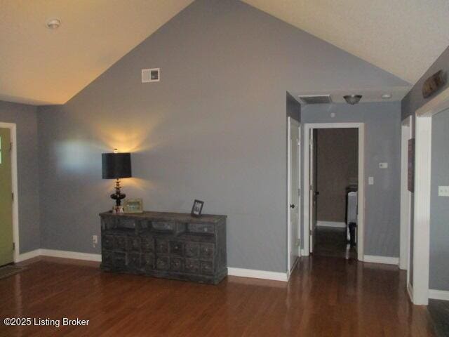 111 Pete Ln, Bardstown, KY 40004 - interior space with high vaulted ceiling, wood finished floors, visible vents, and baseboards