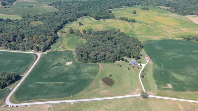 drone / aerial view with a rural view and a forest view