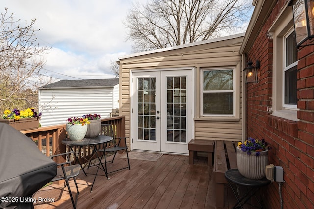 wooden terrace with french doors