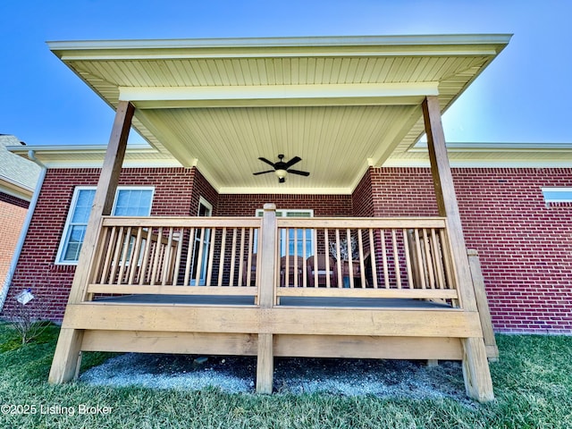 deck featuring a ceiling fan