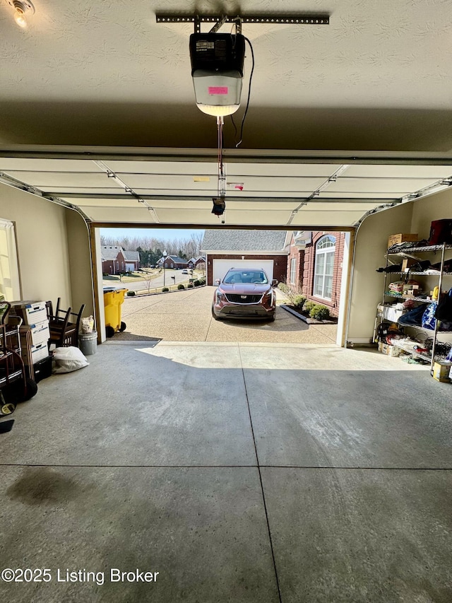 garage with a garage door opener