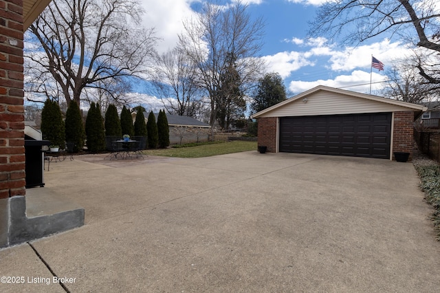 view of detached garage