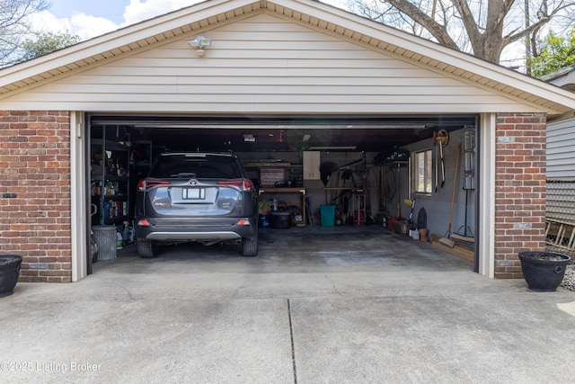 view of detached garage