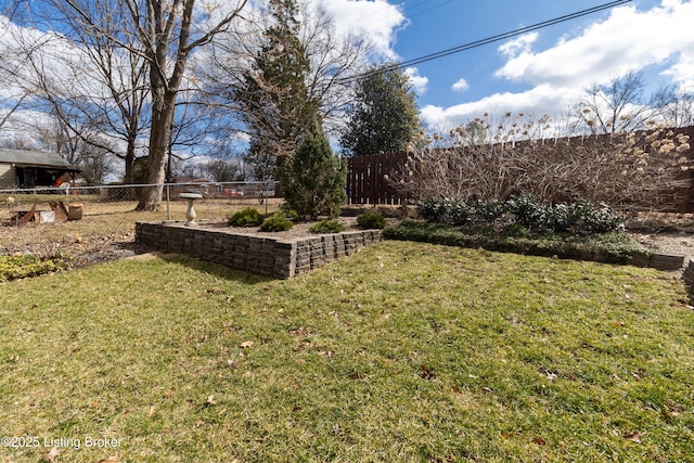 view of yard featuring a fenced backyard