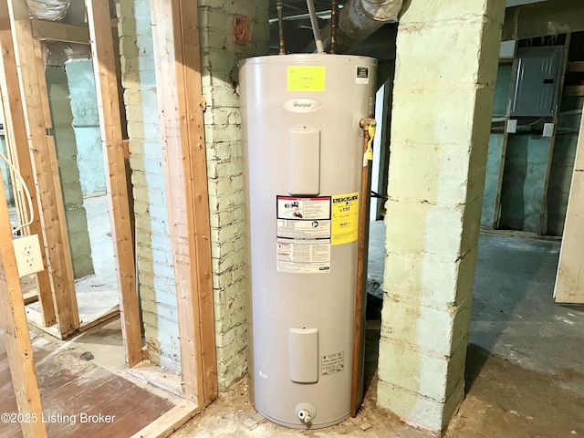 utilities with electric panel and water heater