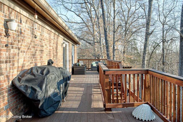 deck with a grill