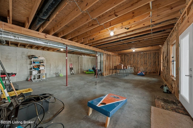 view of unfinished basement