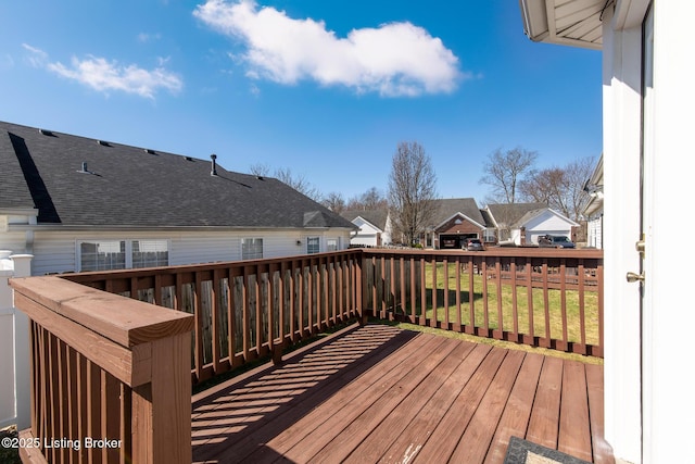 deck with a residential view