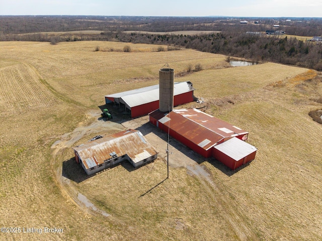 aerial view with a rural view