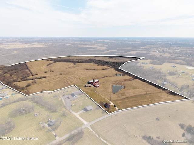 drone / aerial view with a rural view