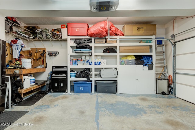 garage with a garage door opener