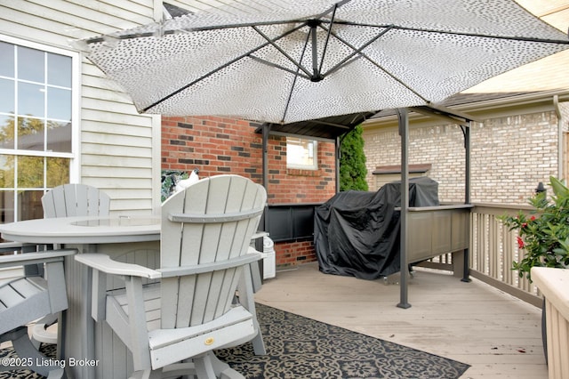 view of patio featuring a wooden deck