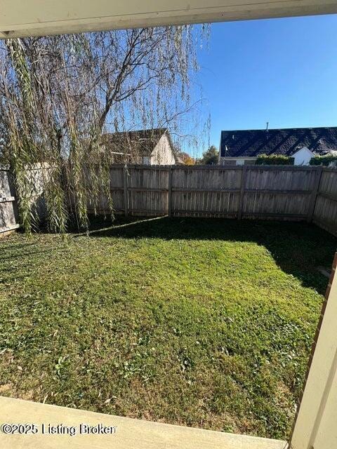 view of yard featuring a fenced backyard