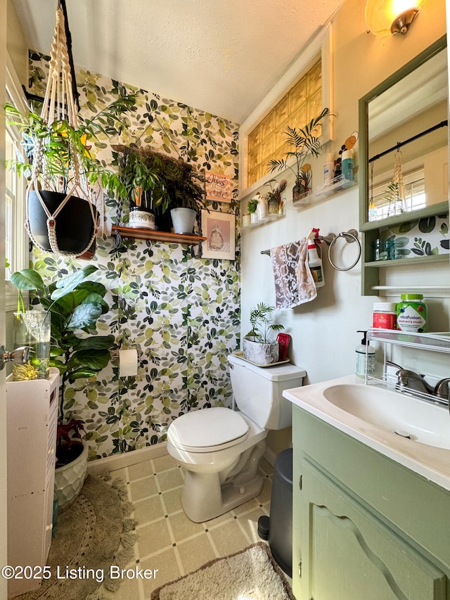 221 Forrest Dr, Lawrenceburg, KY 40342 - bathroom with toilet, vanity, and a textured ceiling