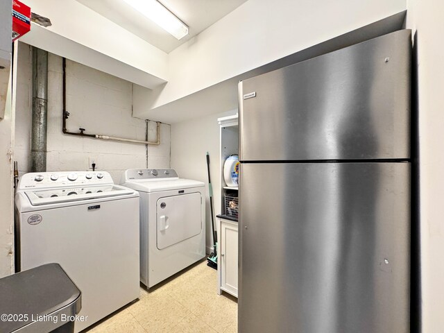 221 Forrest Dr, Lawrenceburg, KY 40342 - washroom with independent washer and dryer and light flooring