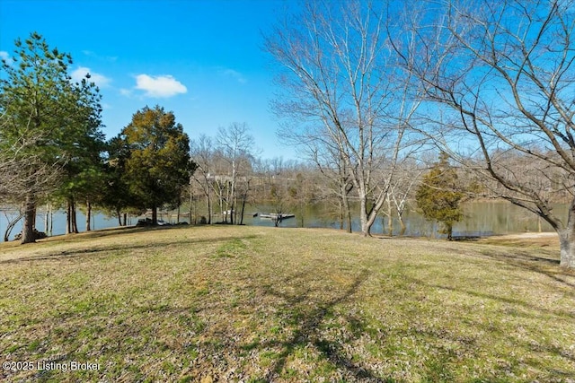 view of yard featuring a water view