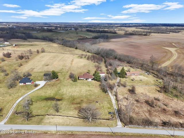 aerial view featuring a rural view