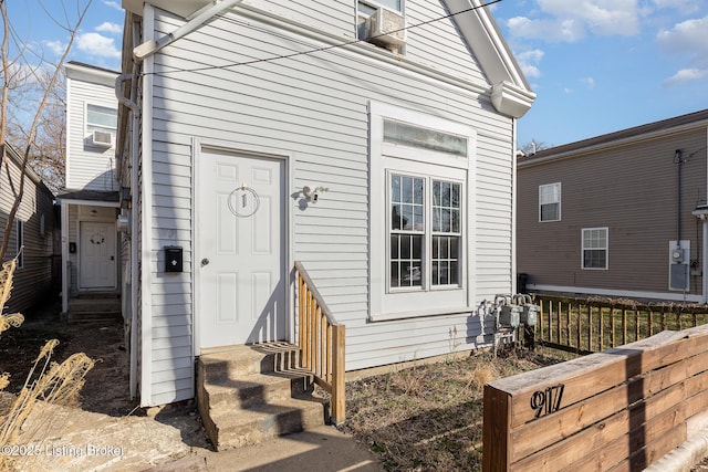 property entrance featuring fence