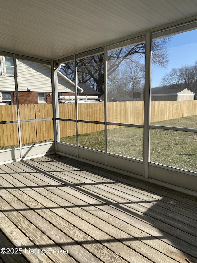 view of unfurnished sunroom