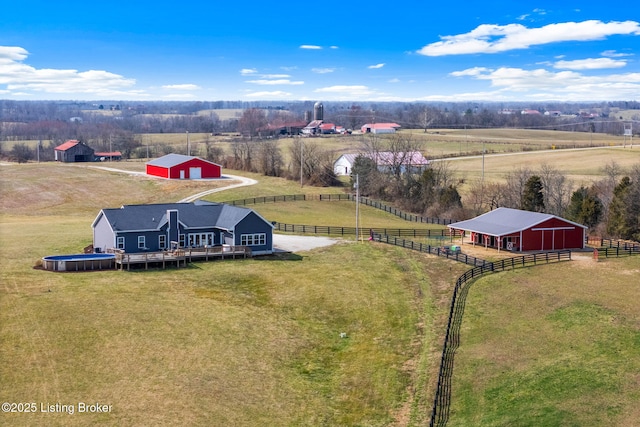 bird's eye view featuring a rural view