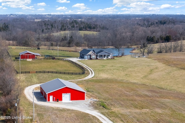 aerial view with a rural view and a forest view