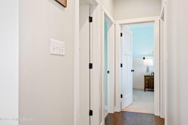 hall with dark wood finished floors