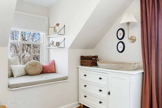 interior space featuring vaulted ceiling