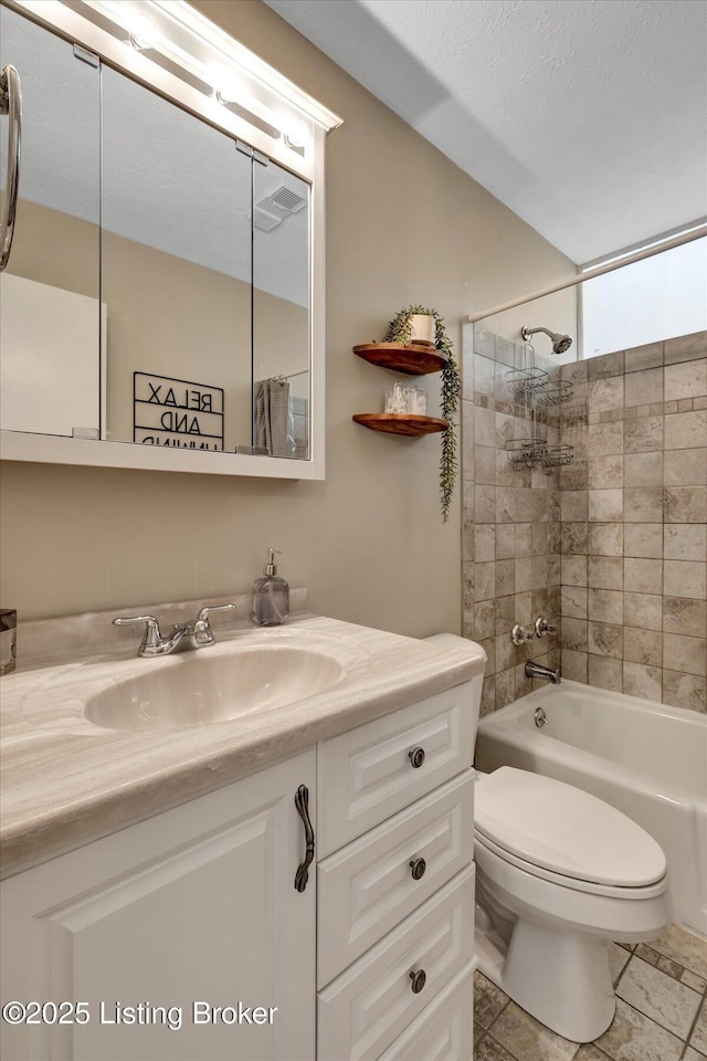 full bath with vanity, toilet, and tub / shower combination