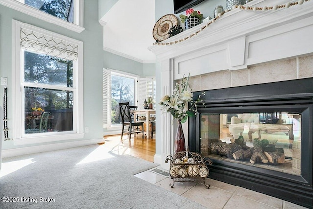 room details with carpet and crown molding