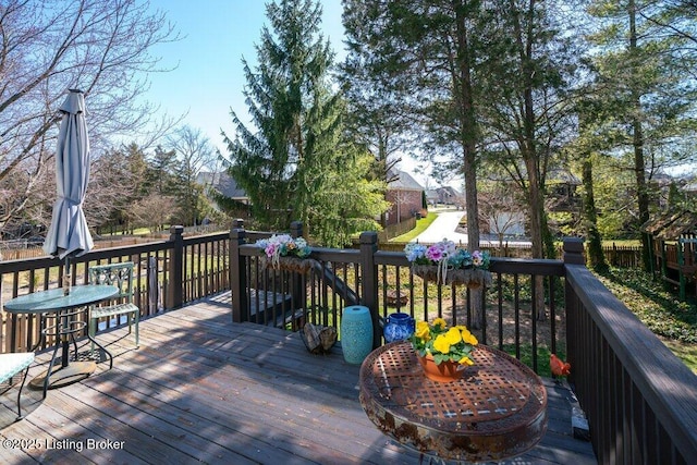 deck featuring fence