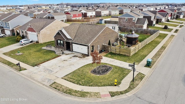 aerial view with a residential view