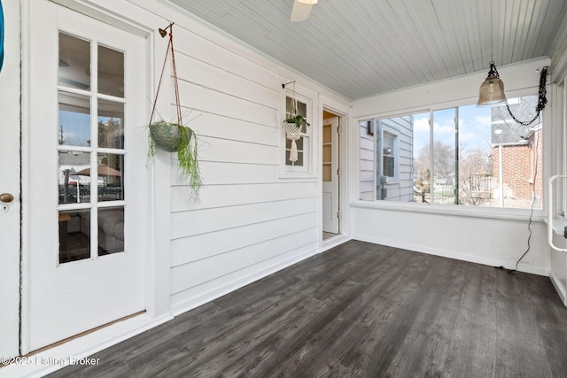 view of unfurnished sunroom