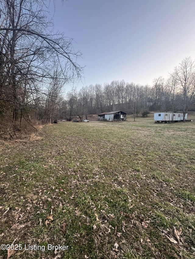 view of yard featuring an outdoor structure