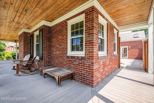 deck featuring a porch