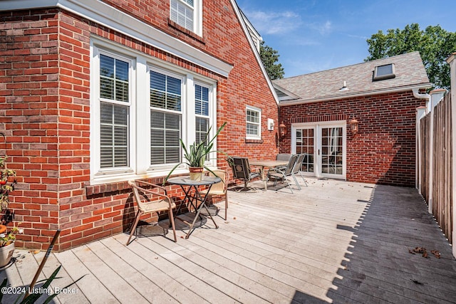 wooden terrace with french doors