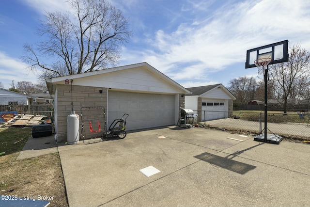 detached garage with fence