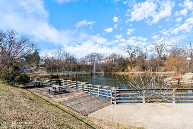 dock area featuring a water view