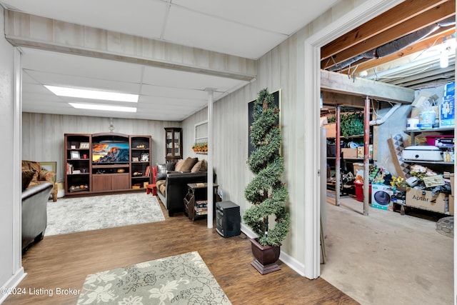 finished basement with wood finished floors
