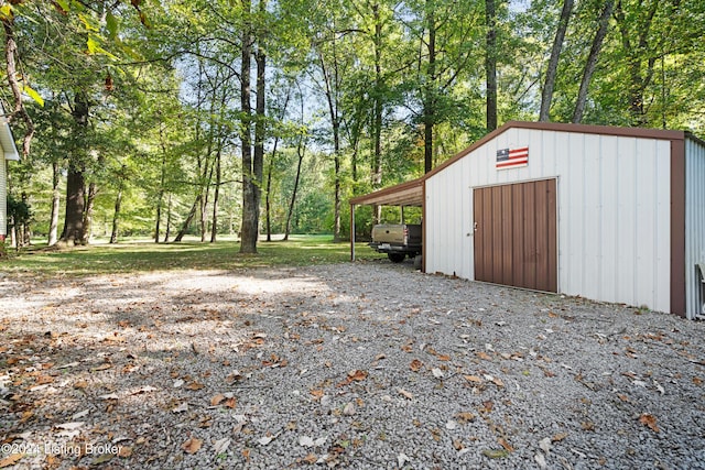 exterior space with a garage
