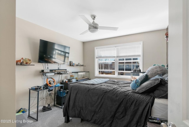 bedroom with carpet and ceiling fan