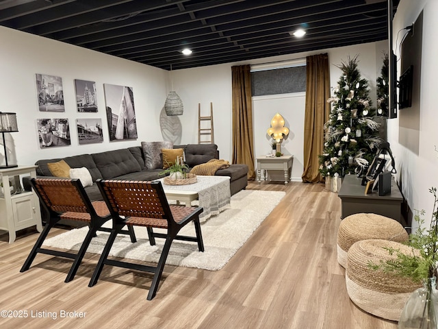 living room with light wood finished floors